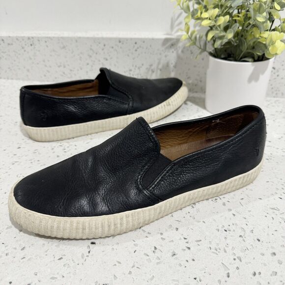 Frye Women’s Camille Slip On Leather Black Loafers Size 9M - Picture 1 of 7